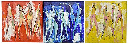 Rudi Pillen : Triptych in Blue, Yellow, and Red