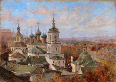 Nikolay Dosekin : View of The Chrysostom Monastery in Moscow