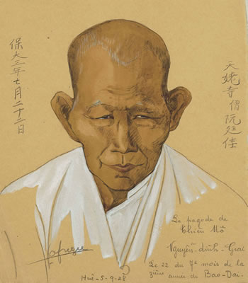 Lea Lafugie : Portrait de Nguyen Dinh Giai à la pagode de Thien Mo (Portrait of Nguyen Dinh Giai at the Thien Mo Pagoda)