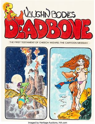 Vaughn Bode : Vaughn Bodé's Deadbone: The First Testament of Cheech Wizard, the Cartoon Messiah Cover Original Art (Northern Comfort Communications, 1974-75)