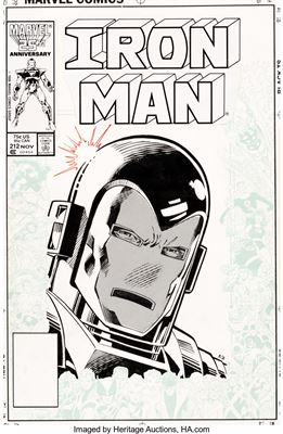 Mark Bright : Iron Man #212 Cover Original Art (Marvel, 1986)