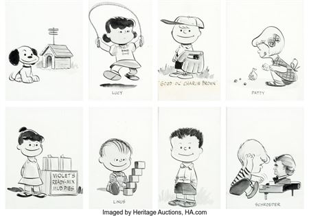 Charles Monroe Schulz : Peanuts Early Character Illustrations by Charles Schulz (1953/1954)