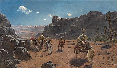 Peter Paul Muller : Caravan in the desert