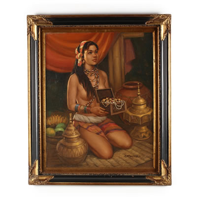 Cesar Amorsolo : Young Woman with Treasures