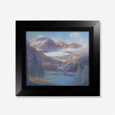 Fred Rothenbusch : Large Vellum plaque (Mountains Over Lake)