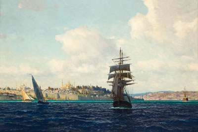 Michael Zeno Diemer : SAILING BOATS OFF SERAGLIO POINT, CONSTANTINOPLE