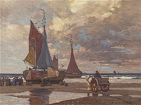 Carl Otto Fey : Fischerboote am Strand