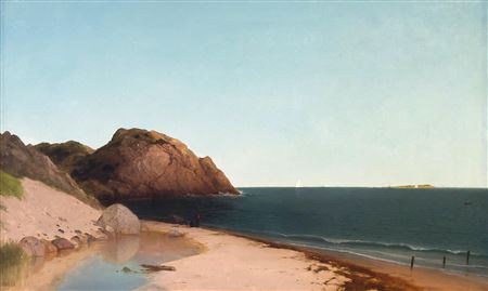 John Frederick Kensett : 'Singing Beach & Eagle Rock, Magnolia, Massachusetts'