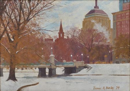 Thomas Russell Dunlay : Grey Day on the Boston Public Garden 1979