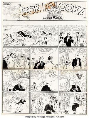 Hammond Edward (Ham) Fisher : Joe PalookaSunday Comic Strip Original Art dated 11-24-40 (McNaught Syndicate, 1940)