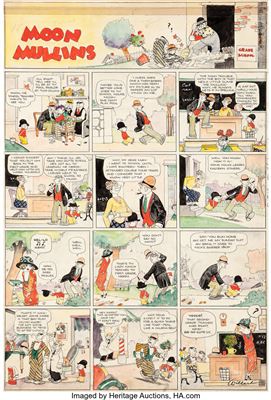 Frank Willard : Moon Mullins Hand-Colored Sunday Comic Strip Original Art dated 10-19-24 (Chicago Tribune, 1924)