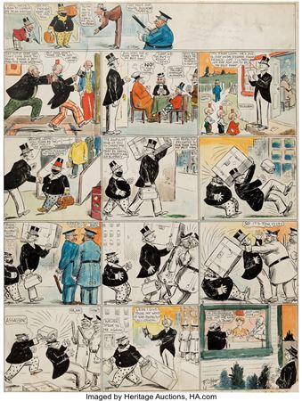 Frederick Opper : Happy Hooligan Sunday Comic Strip Original Art dated 6-14-04 (W. R. Hearst, 1904)