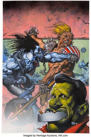 Jaro Fabry : Glenn Fabry Lobo: Portrait of a Victim Cover Original Art (DC, 1993)