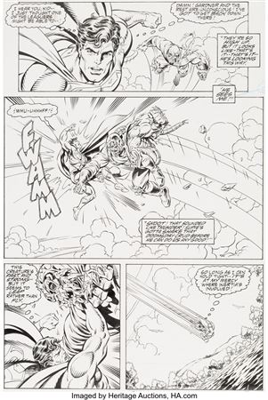 Tom Grummett : Tom Grummett and Doug Hazelwood Adventures of Superman #497 Story Page 5 Original Art (DC, 1992)