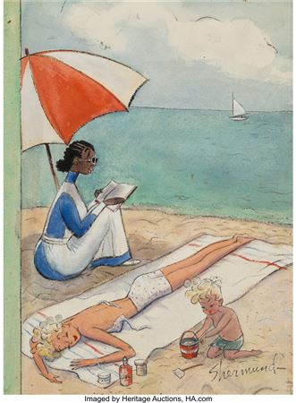 Barbara Shermund : A Day at the Beach, The New Yorker, August 5, 1944