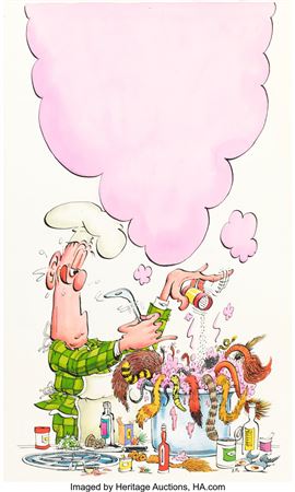 Don Martin : MAD's Don Martin Cooks Up More Tales Paperback Cover Painting Original Art (Signet, 1969)