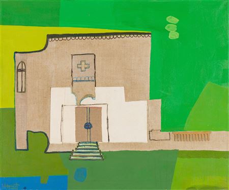 Janet Lippincott : Untitled (Church with Green Landscape)