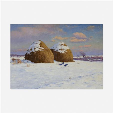 George Harvey : Haystacks in the Snow