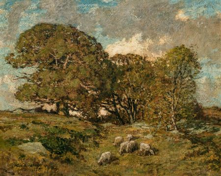 Allen Talcott : Landscape with Sheep Grazing