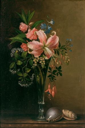 Paul LaCroix : Floral Still Life with Shells