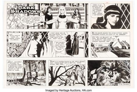 Kenneth Bald : Ken Bald (as K. Bruce) Dark Shadows Sunday Comic Strip Original Art dated 7-11-1971 (NEA/Dan Curtis Productions, 1971)