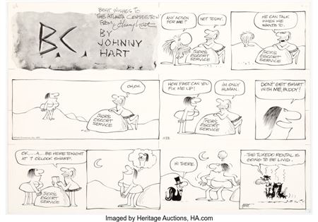 Johnny Lewis Hart : Johnny Hart B. C. Sunday Comic Strip Original Art, dated 11-22-70 (Field Enterprises, 1970)