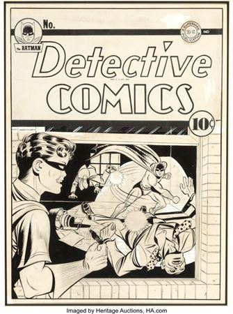 Bob (Kahn) Kane : Bob Kane and Jerry Robinson Detective Comics #59 Cover Original Art (DC, 1942)