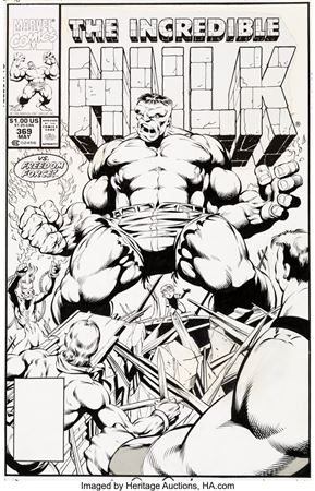 Dale Keown : Dale Keown and Bob McLeod The Incredible Hulk #369 Cover Original Art (Marvel, 1990)