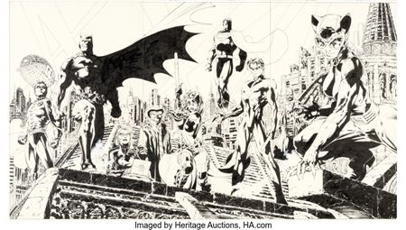 Jim Lee : Jim Lee and Scott Williams Batman #619 Triple-Gatefold Allies Cover 'Hush' Part 12 Original Art (DC, 2003)