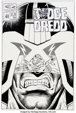 Rich Larson : Rich Larson and Sam de la Rosa Judge Dredd #40 Cover Original Art (Fleetway Quality, 1990)