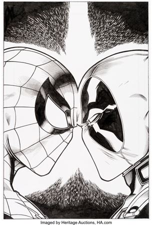 Ed McGuinness : Ed McGuinness and Mark Morales Spider-Man / Deadpool #1 Splash Page 1 Original Art (Marvel, 2016)