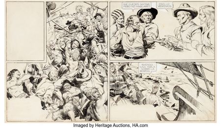 Jose Luis Salinas : Jose Luis Salinas Hernan El Corsario Story Page 57 Original Art (c. 1936-37)