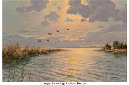 Ulrich Fischer : Ducks in Flight, Evening