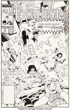 Alan Davis : Alan Davis and Paul Neary Excalibur #5 Cover Original Art (Marvel, 1989)