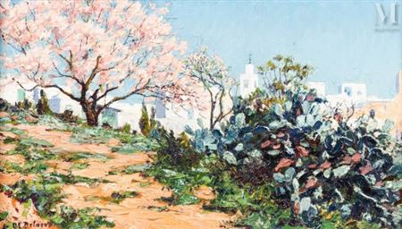 Andre Delacroix : Sidi-Bou-Saïd. The pink almond tree