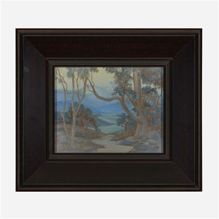 Margaret Helen McDonald : Mountainous landscape (Vellum plaque)