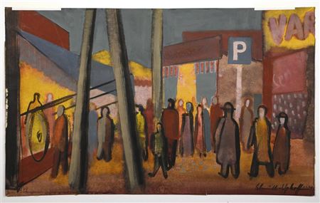 Hans Erich Schmidt-Uphoff : Street scene with many passers-by