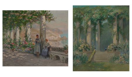 Edmund Henry Garrett : (i) Amalfi; (ii) Peacocks in a Garden