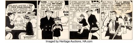 Chester Gould : Chester Gould Dick Tracy Daily Comic Strip Original Art dated 1-24-44 (Chicago Tribune, 1944)