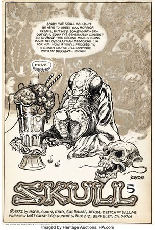 Jack Edward Jackson : Jack 'Jaxon' Jackson Skull #5 Inside Front Cover Original Art (Last Gasp Eco-Funnies, 1972)