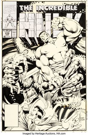 Dale Keown : Dale Keown and Bob McLeod The Incredible Hulk #370 Cover Original Art (Marvel, 1990)