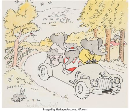 Laurent de Brunhoff : Family Drive, Meet Babar and His Family interior book illustration