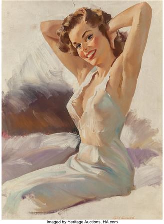 Paul Randall : Smiling Woman in Negligee