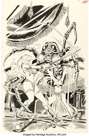 Frank Thorne : Frank Thorne Red Sonja #3 Cover Original Art (Marvel, 1977)