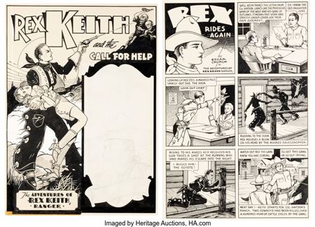 Edgar Church : Edgar Church Rex Keith and the Call for Help Complete 5-Page Story Unpublished Original Art (Ideal Art Service, 1930s)