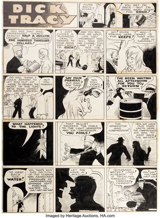 Chester Gould : Chester Gould Dick Tracy Sunday Comic Strip Original Art dated 9-1-40 (Chicago Tribune Syndicate, 1940)