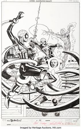 Patrick Olliffe : Pat Olliffe and Al Williamson Spider-Girl #11 Cover Original Art (Marvel, 1999)