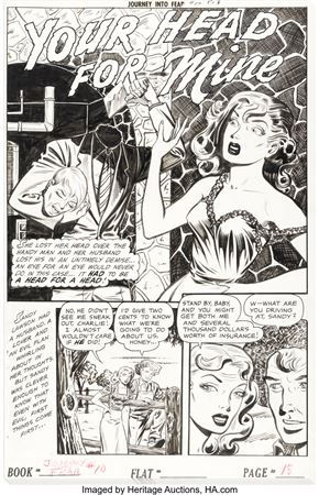 Robert Webb : Robert Webb and S.M. Iger Studio Journey into Fear #10 Complete 6-Page Story 'Your Head for Mine' Original Art (Superior, 1952)