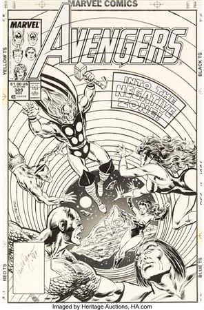 Paul Ryan : Paul Ryan and Tom Palmer Avengers #309 Cover Original Art (Marvel, 1989)