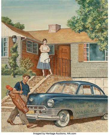 Amos Sewell : This Car Needs Washing, The Saturday Evening Post Cover